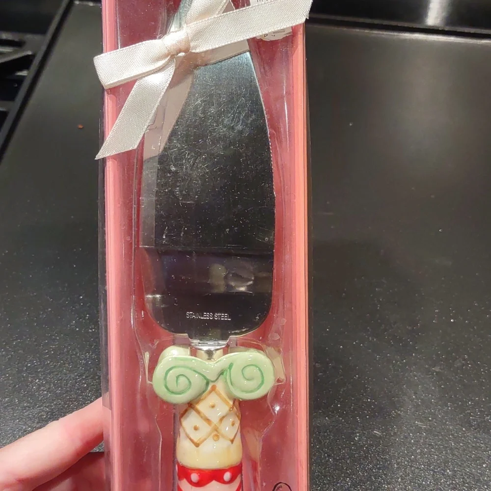 Ceramic, whimsical, stainless steel cake server